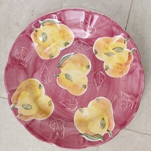 Vintage Pottery Barn 12" Red Serving Platter with Pears Mexico 🍐🍐